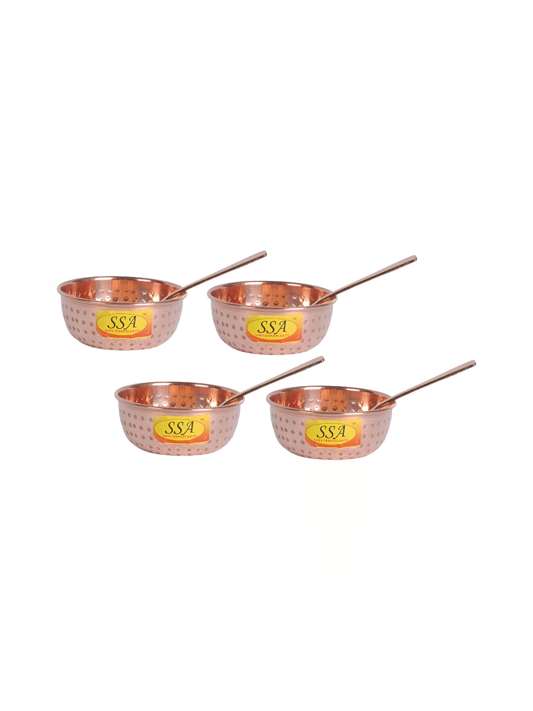

Shivshakti Arts Brown 8Pcs Textured Copper Dinnerware 50ml Each