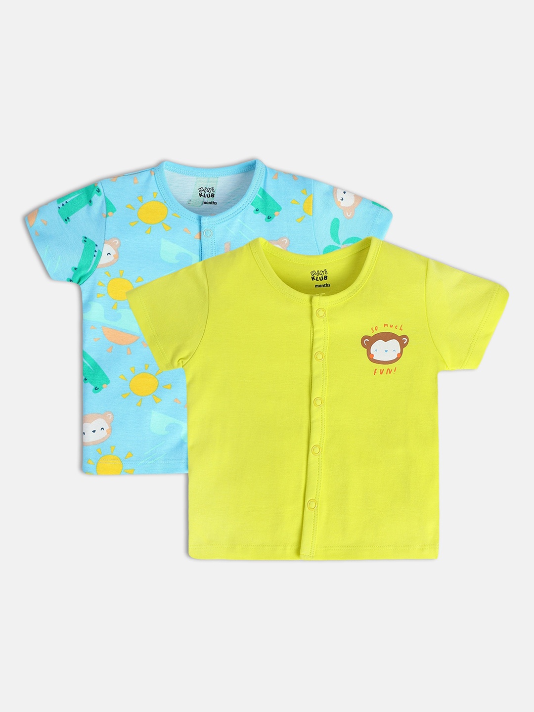 

MINI KLUB Infant Boys Pack Of 2 Pure Cotton Jhablas, Yellow