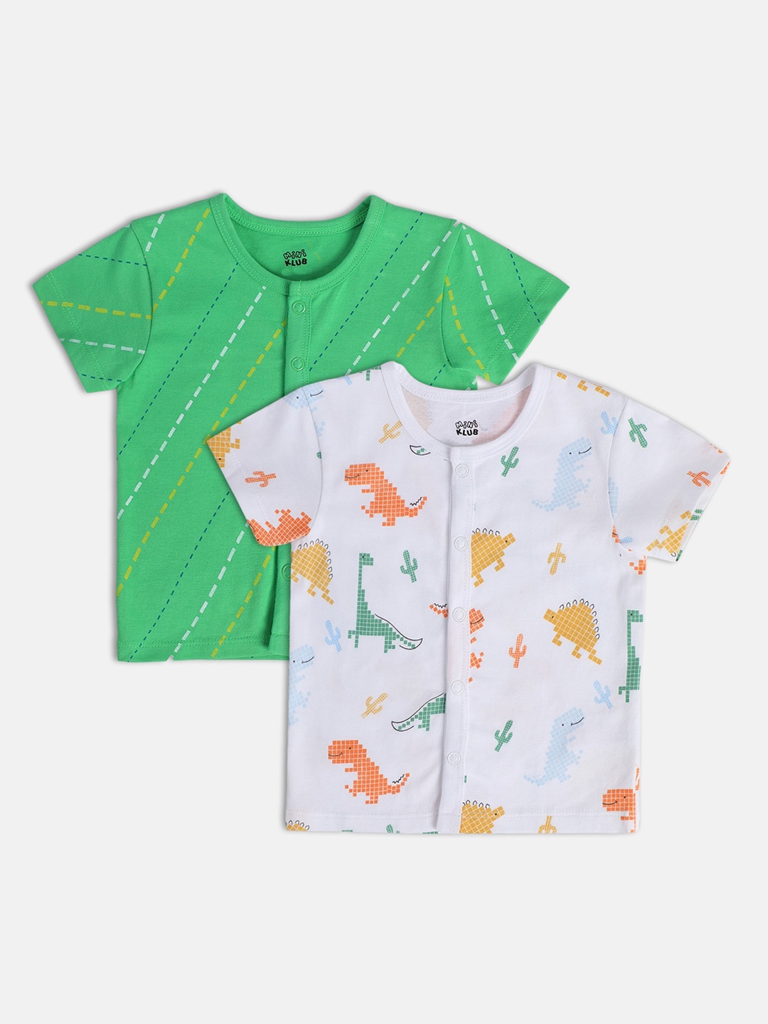 

MINI KLUB Infant Boys Pack Of 2 Printed Pure Cotton Jhablas, White