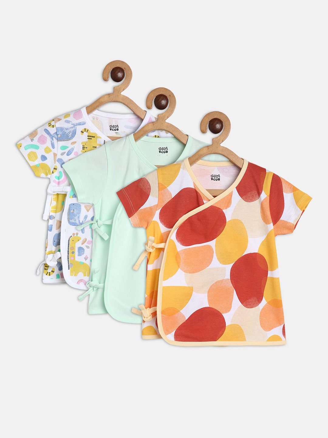 

MINI KLUB Infant Boys Pack Of 3 Printed Pure Cotton Jhablas, White
