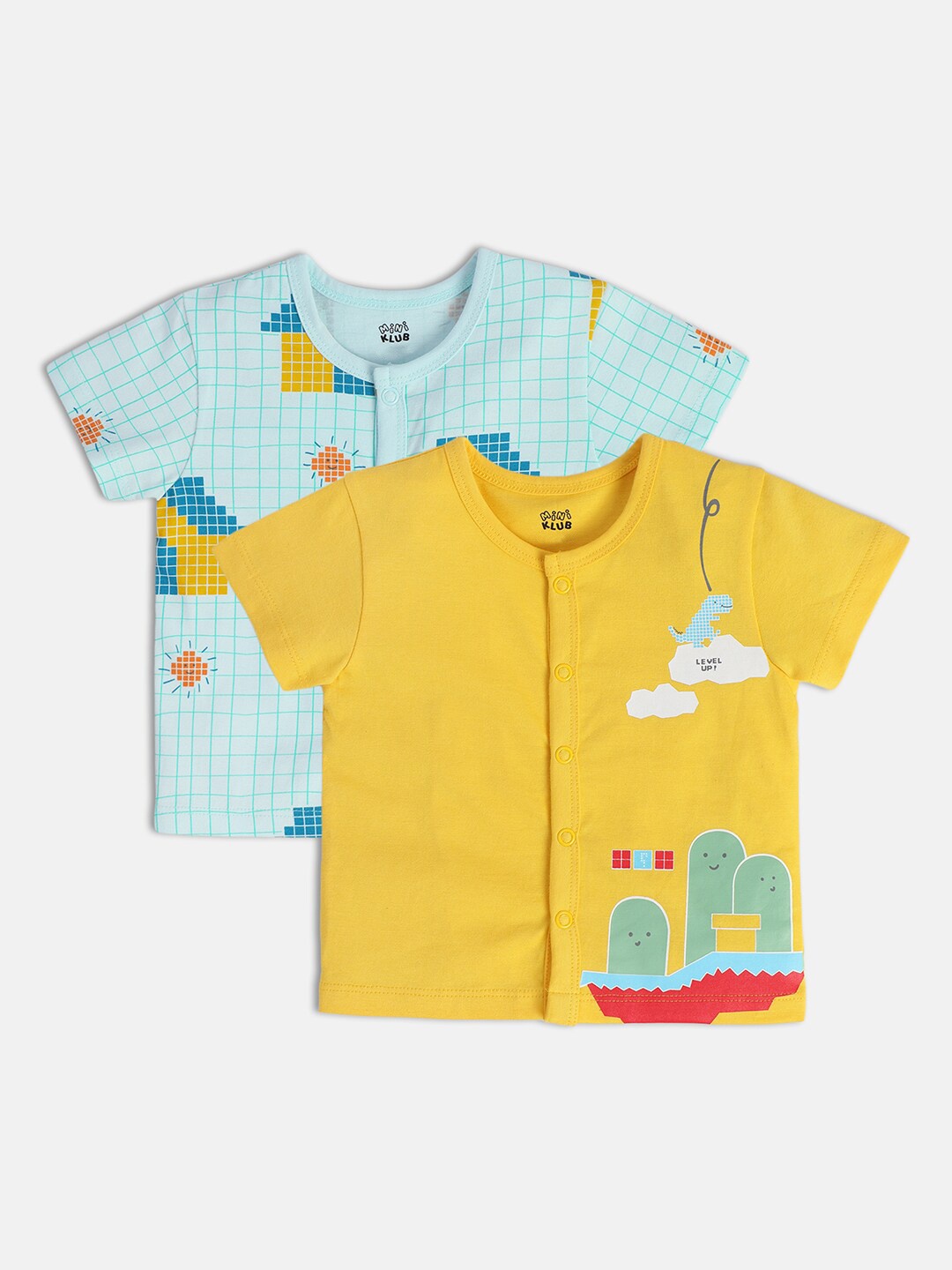 

MINI KLUB Infant Boys Pack Of 2 Printed Pure Cotton Jhablas, Yellow
