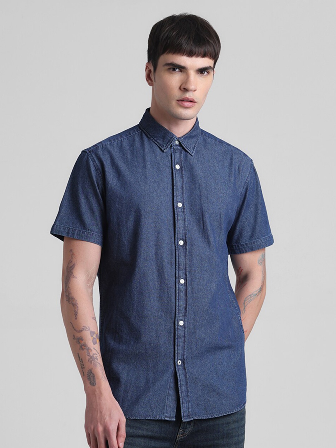 

Jack & Jones Short Sleeves Pure Cotton Casual Shirt, Blue