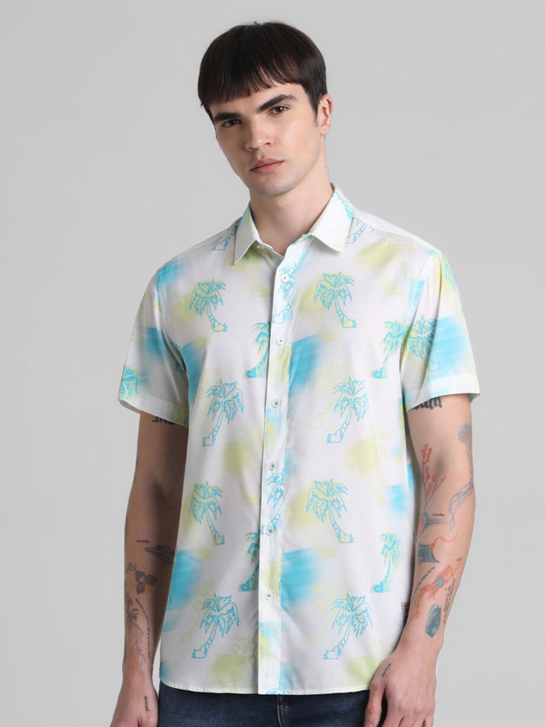 

Jack & Jones Tropical Printed Short Sleeves Casual Shirt, White