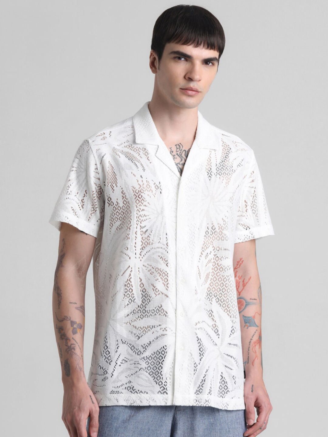 

Jack & Jones Abstract Printed Pure Cotton Casual Shirt, White