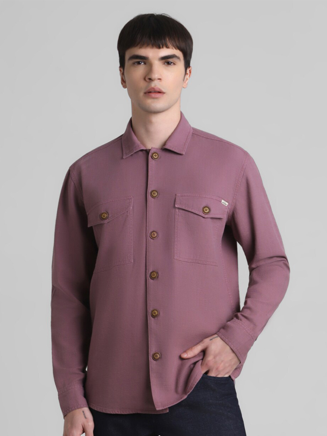 

Jack & Jones Cotton Oversized Casual Shirt, Pink