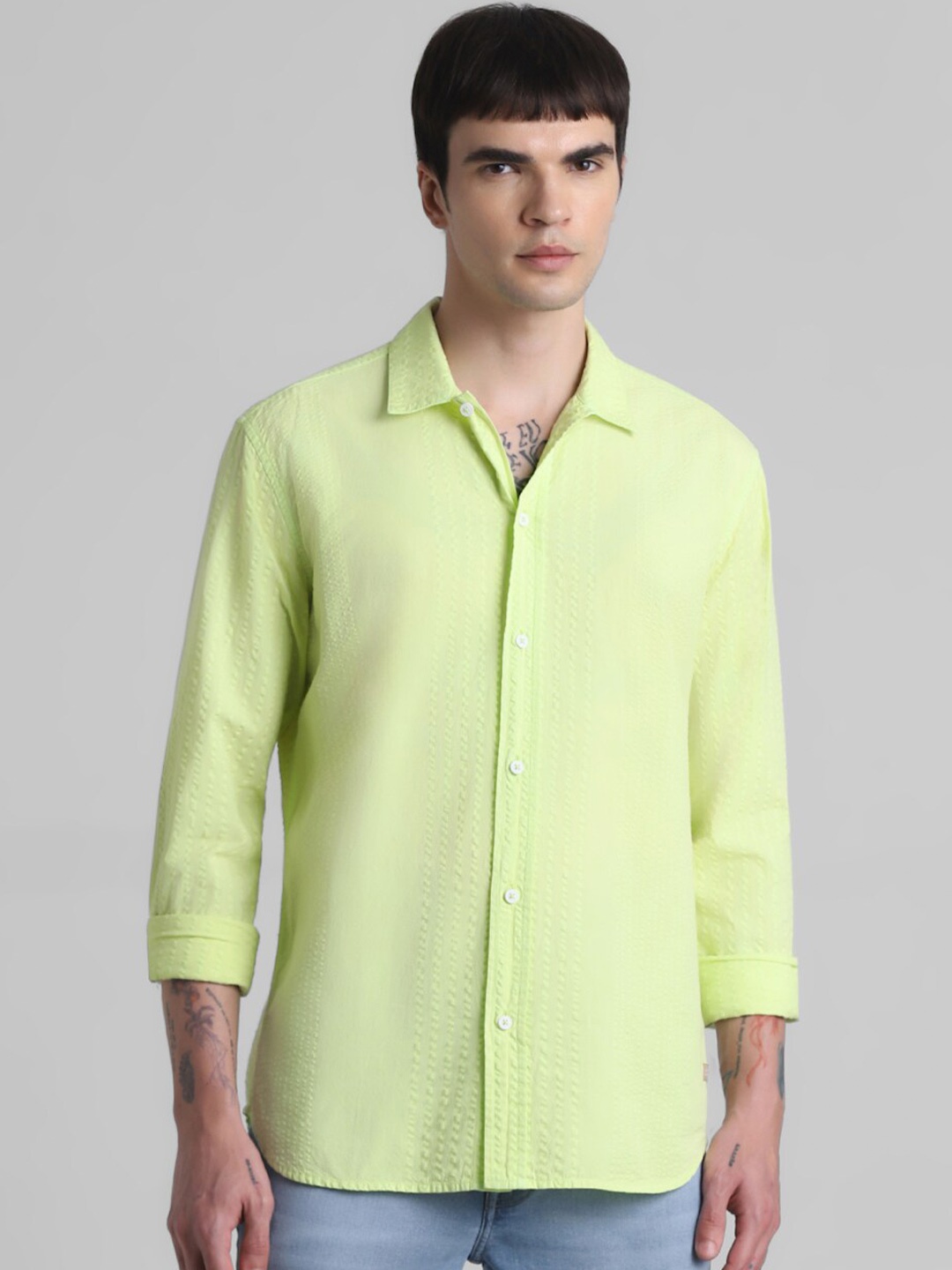 

Jack & Jones Long Sleeves Pure Cotton Casual Shirt, Green