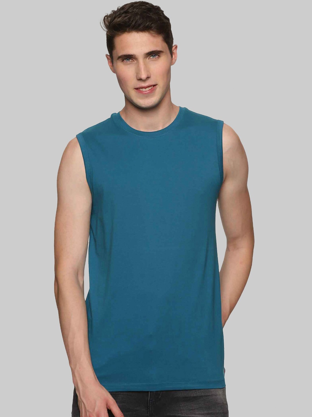 

BAESD Round Neck Sleeveless Cotton Regular T-shirt, Green