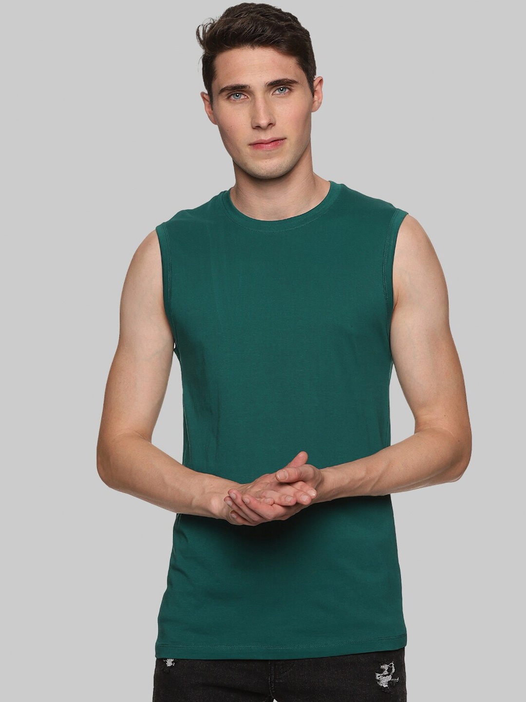 

BAESD Round Neck Cotton T-shirt, Green