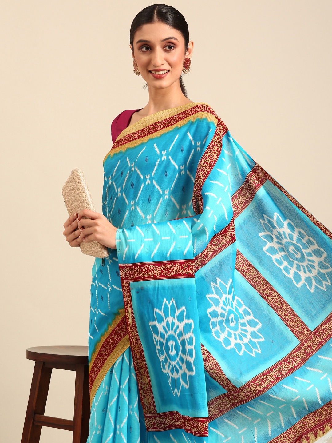 

SHANVIKA Printed Pure Cotton Saree, Blue
