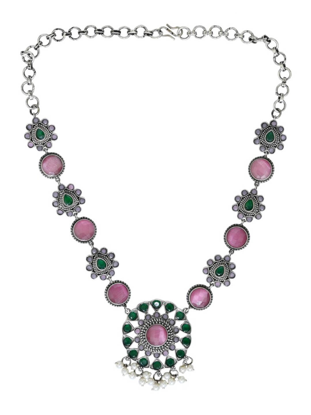 

Anvik Silver-Plated American Diamond Studded Jewellery Set