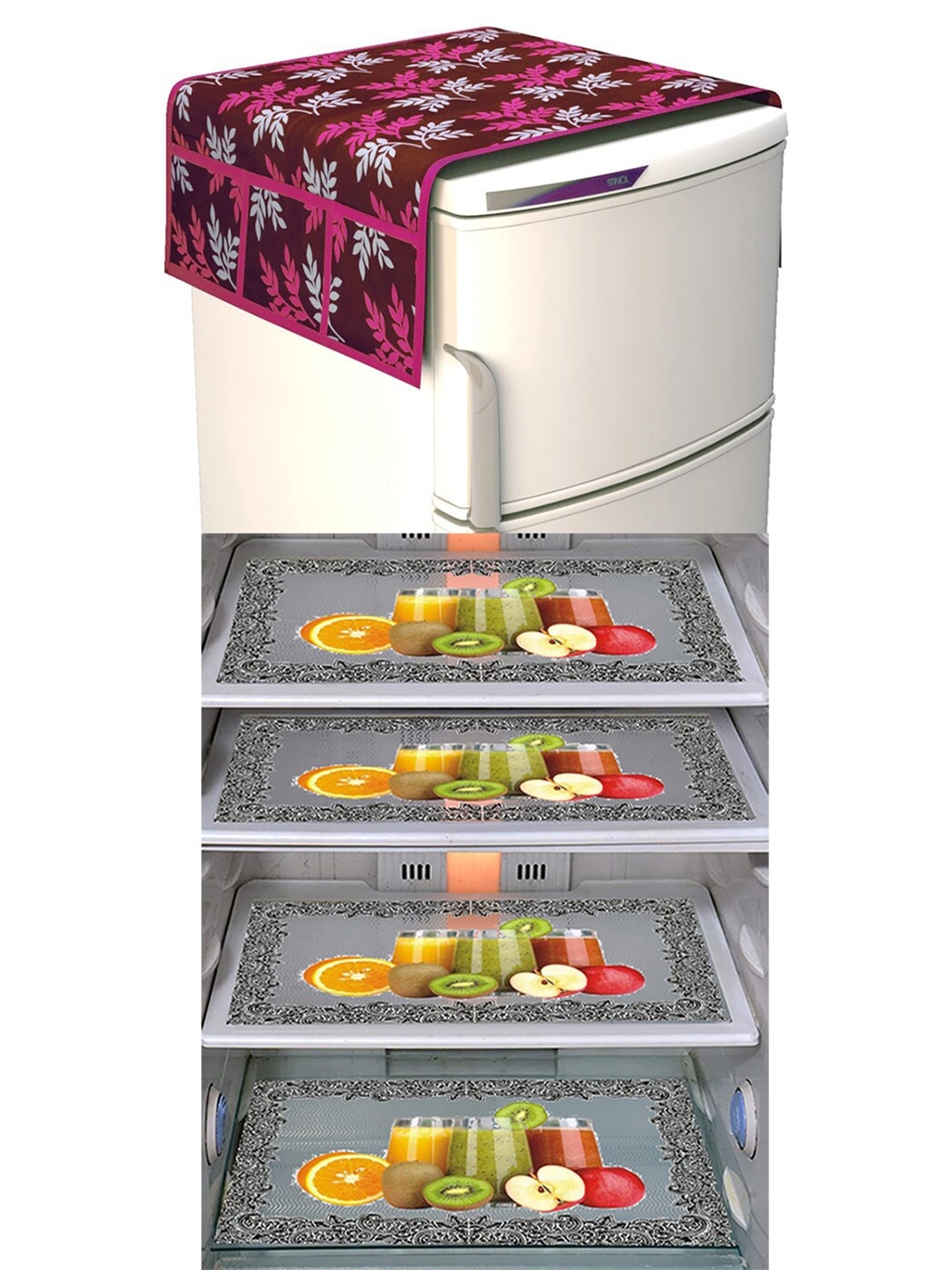 

Dakshya Industries Purple & Yellow 5 Pieces Printed Refrigerator Covers