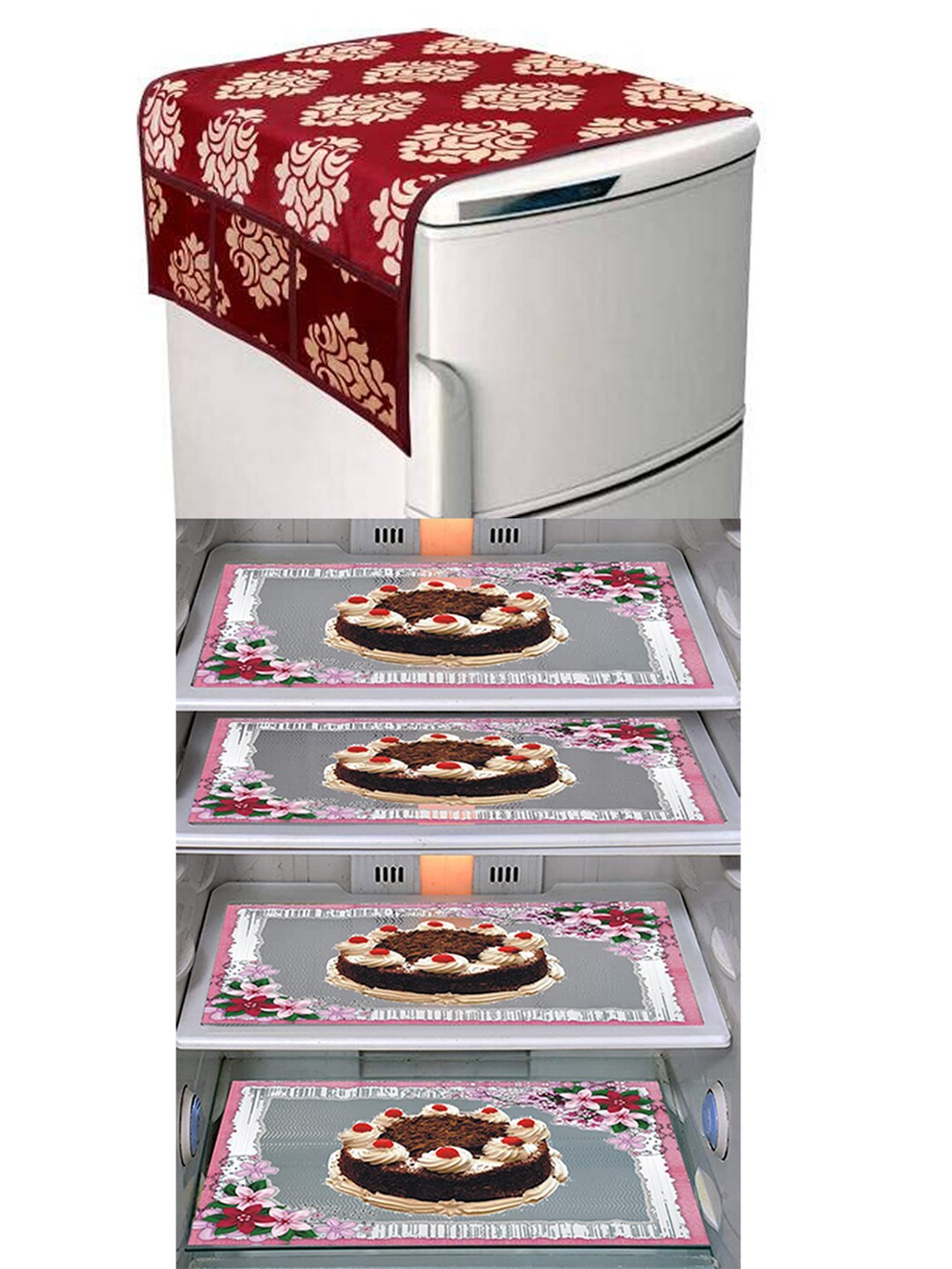 

Dakshya Industries Brown & Maroon 5Pcs Printed Appliance covers