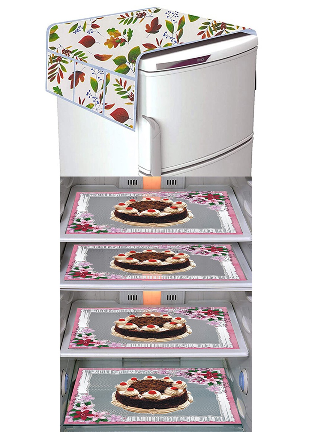 

Dakshya Industries Brown & Red 5 Pieces Printed Fridge Covers & Mat