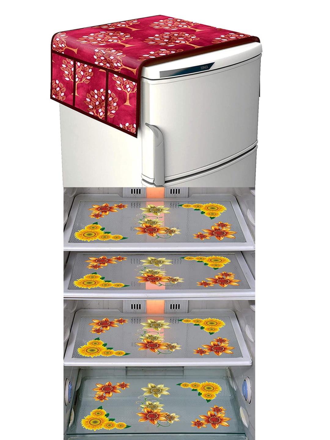 

Dakshya Industries Yellow & Maroon 5 Pieces Printed Refrigerator Covers