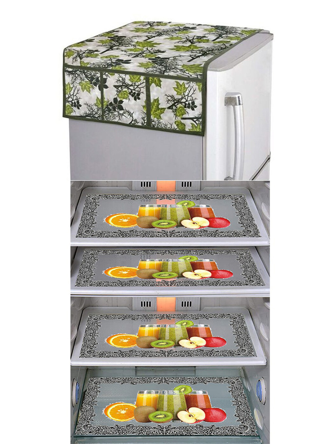 

Dakshya Industries Yellow & Green 5 Pcs Printed Fridge Appliance covers