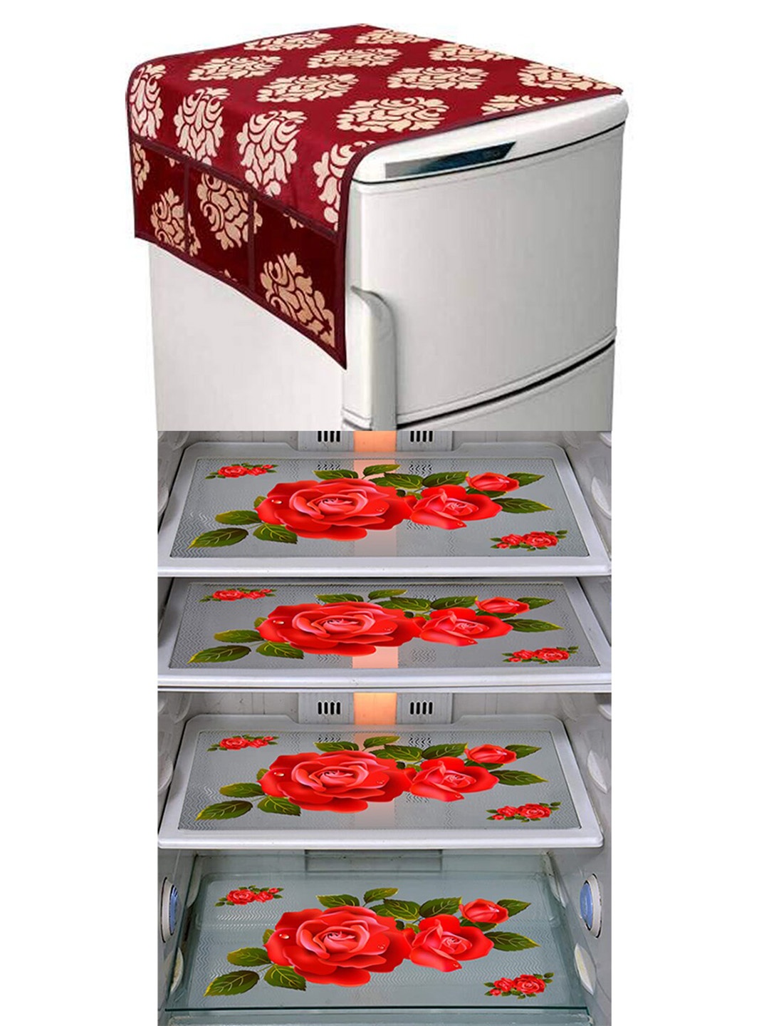 

Dakshya Industries Red & Maroon 5 Pieces Printed Refrigerator Covers