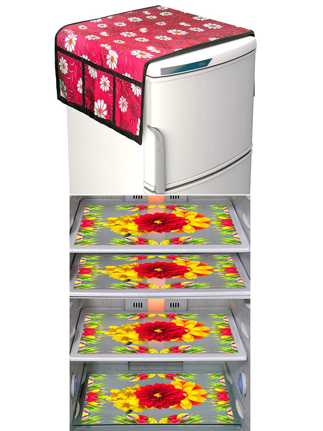 

Dakshya Industries FC 5 Pieces Yellow & Red Printed Fridge Cover & Mats
