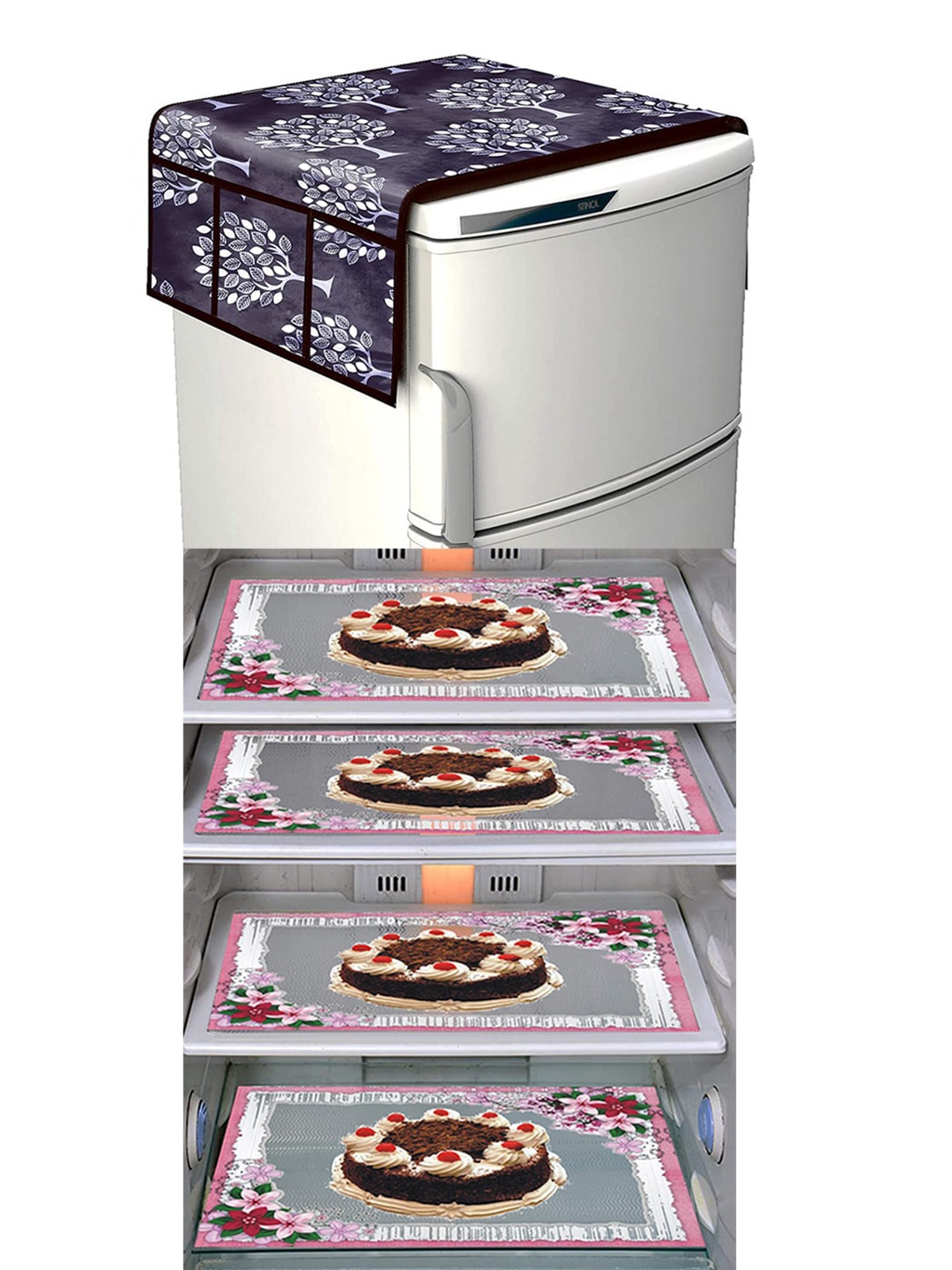 

Dakshya Industries Brown & Black 5 Pieces Printed Fridge Covers & Mat