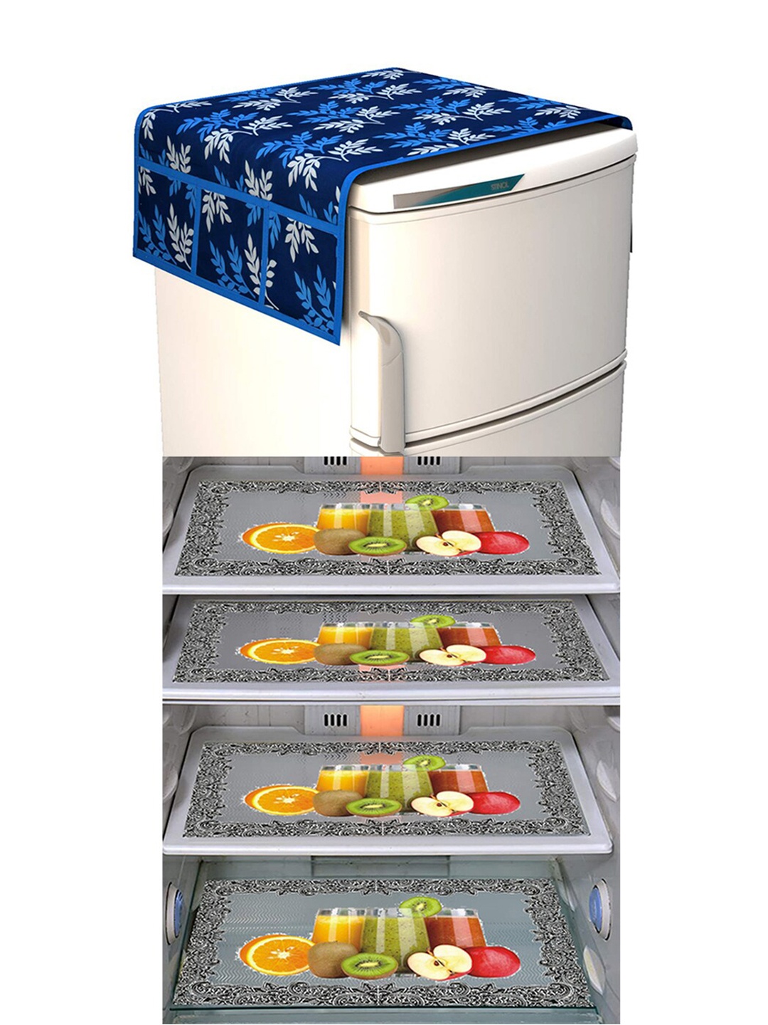 

Dakshya Industries Yellow & Blue 5 Pieces Printed Refrigerator Covers