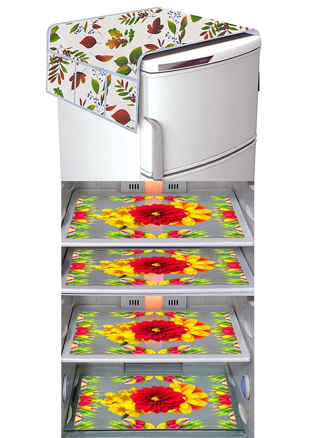

Dakshya Industries Green & Yellow 5 Pieces Printed Refrigerator Covers