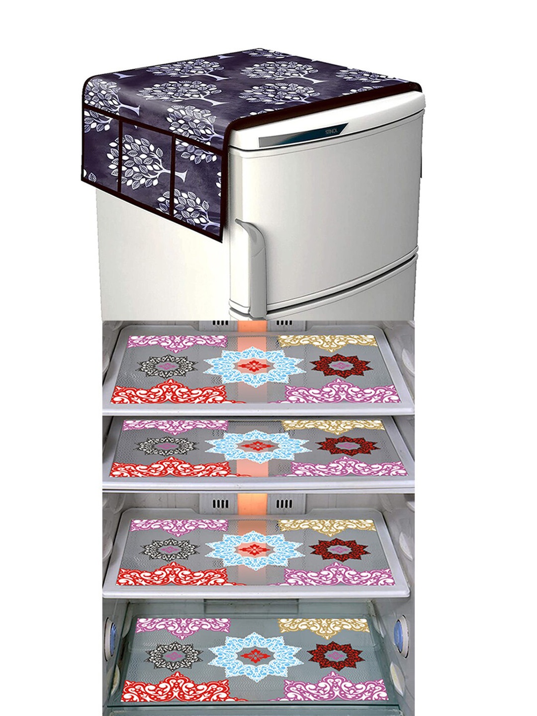 

Dakshya Industries Blue & Black 5 Pcs Printed Fridge Appliance covers