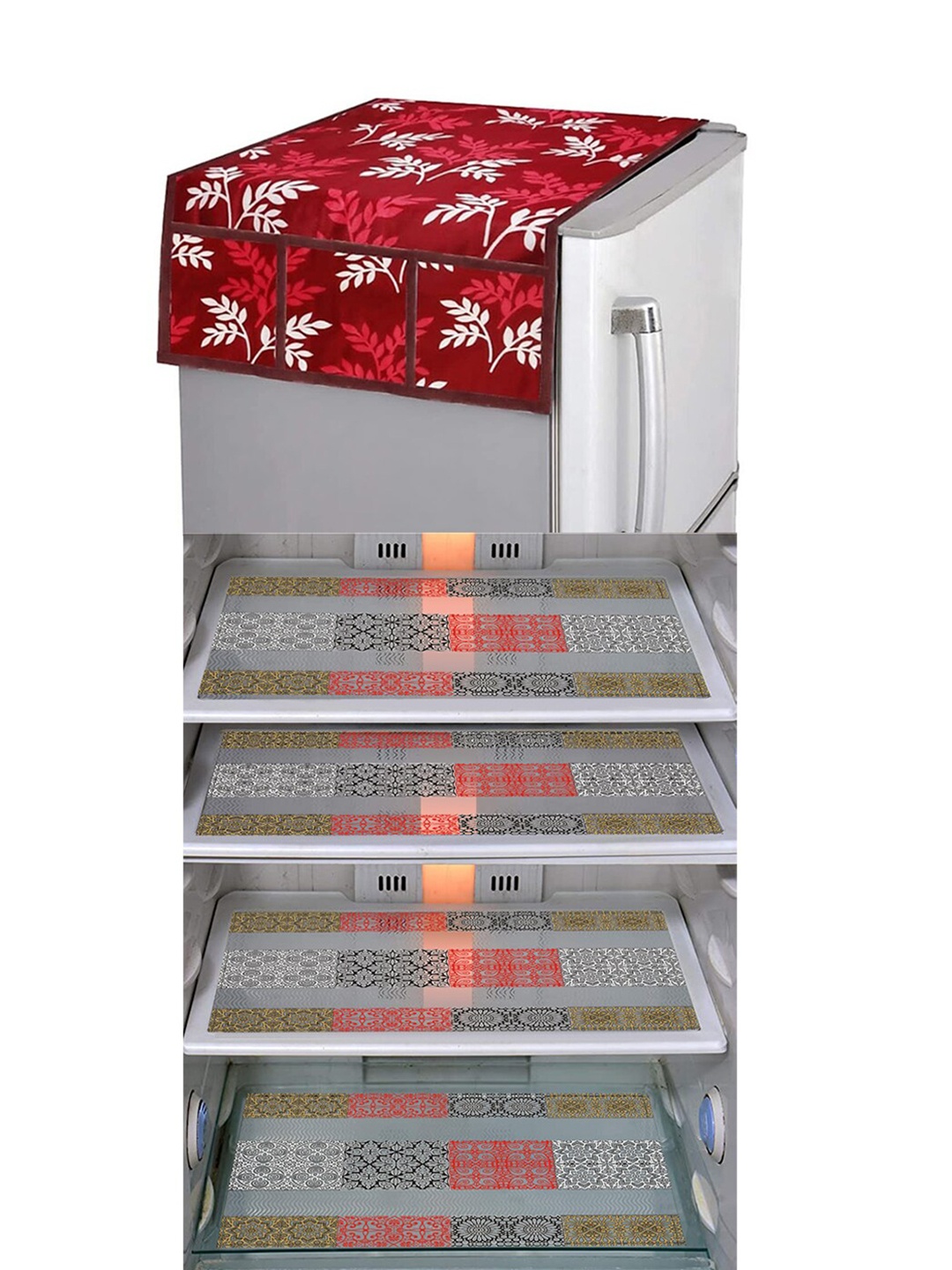 

Dakshya Industries Red & White 5 Pieces Printed Refrigerator Covers