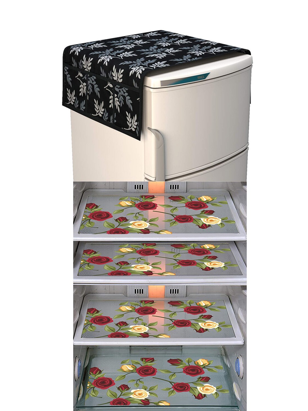 

Dakshya Industries Black & Maroon 5 Pieces Printed Refrigerator Covers