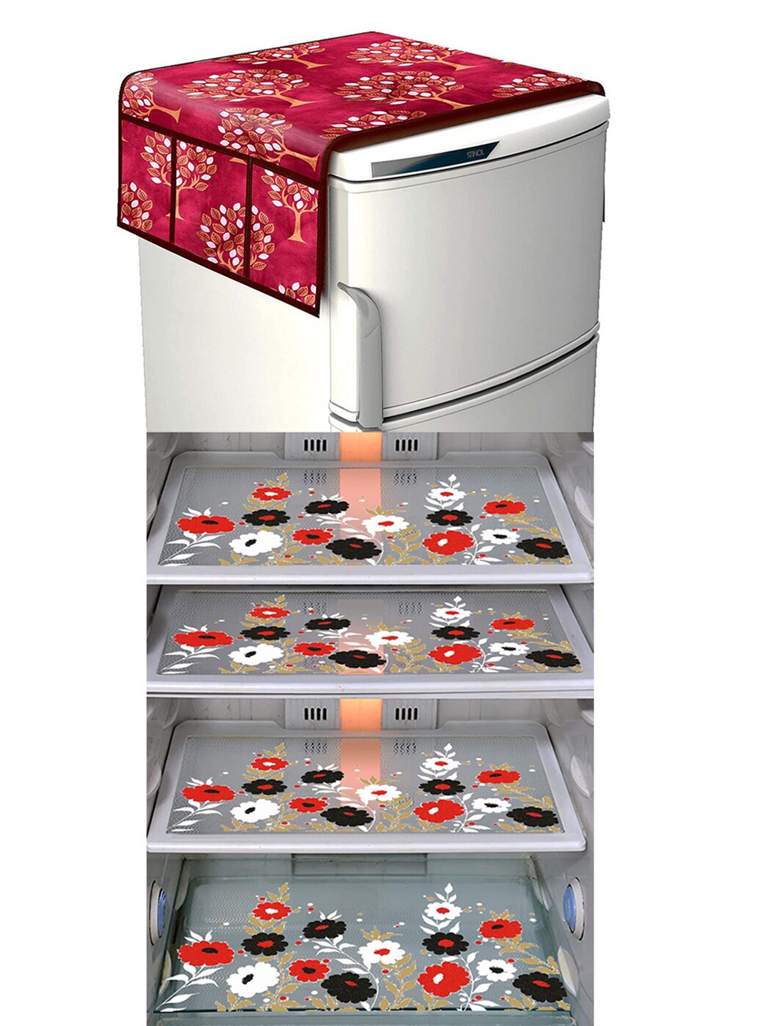 

Dakshya Industries Maroon & Beige 5Pcs Printed Appliance covers