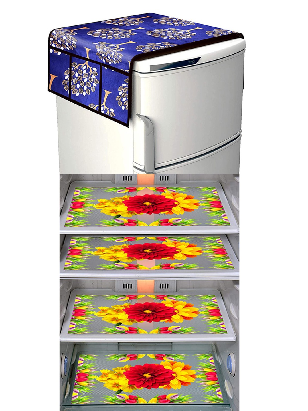 

Dakshya Industries Yellow & Blue 5 Pieces Printed Refrigerator Covers