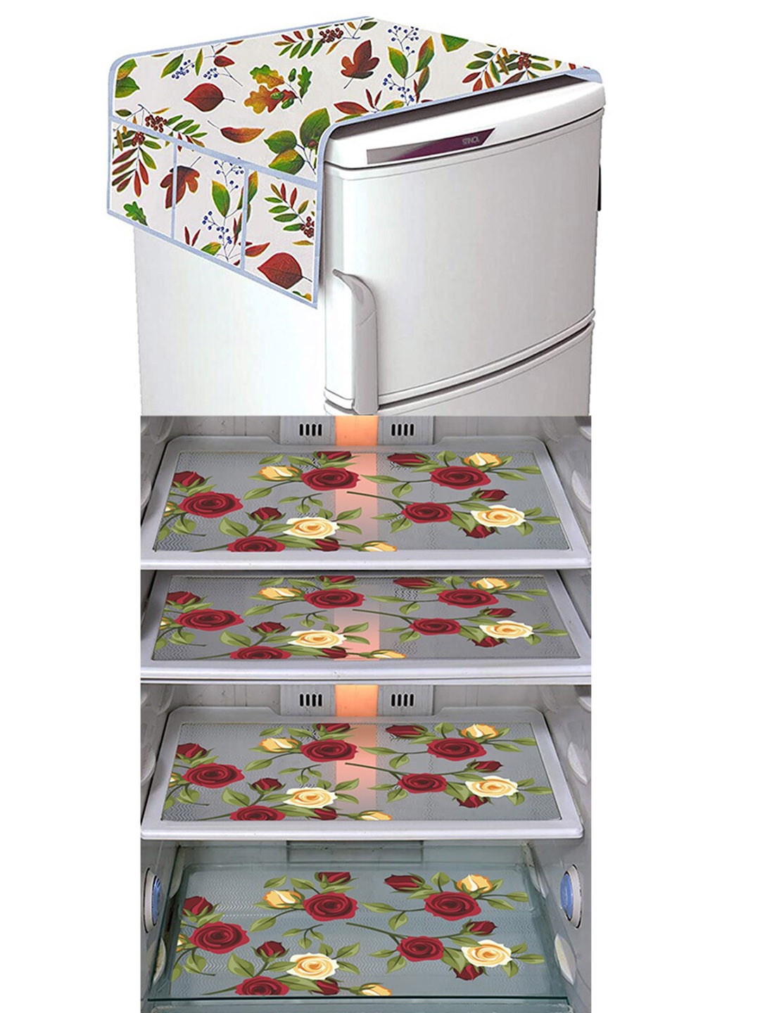 

Dakshya Industries Green & White 5 Pieces Printed Refrigerator Covers