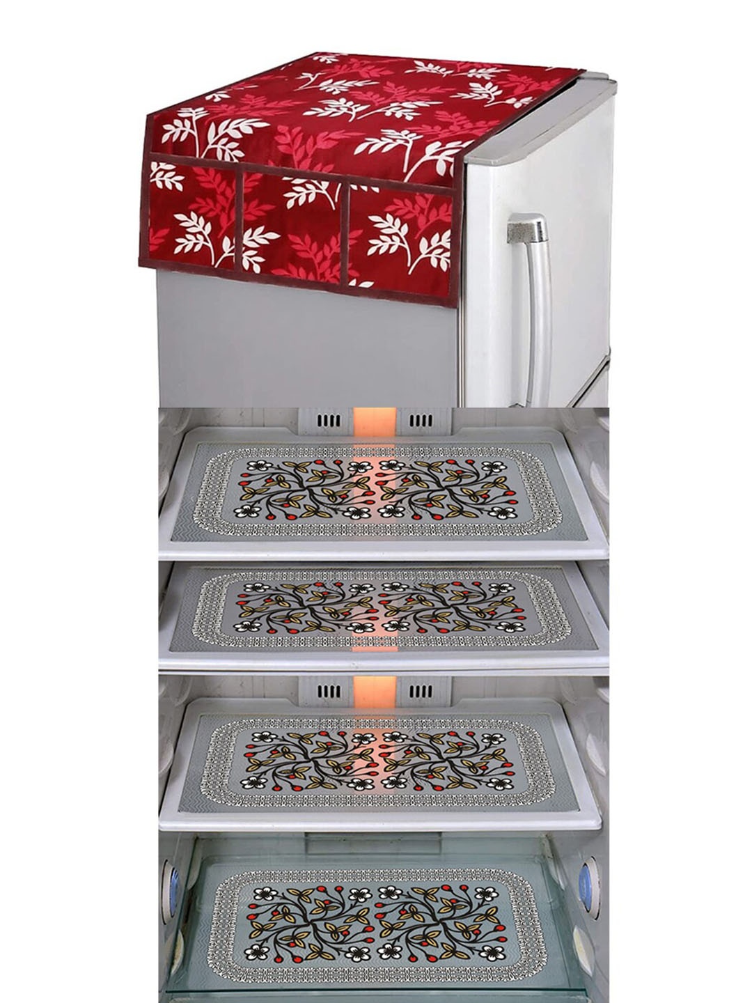 

Dakshya Industries Red & Black 5Pcs Printed Refrigerator Appliance covers