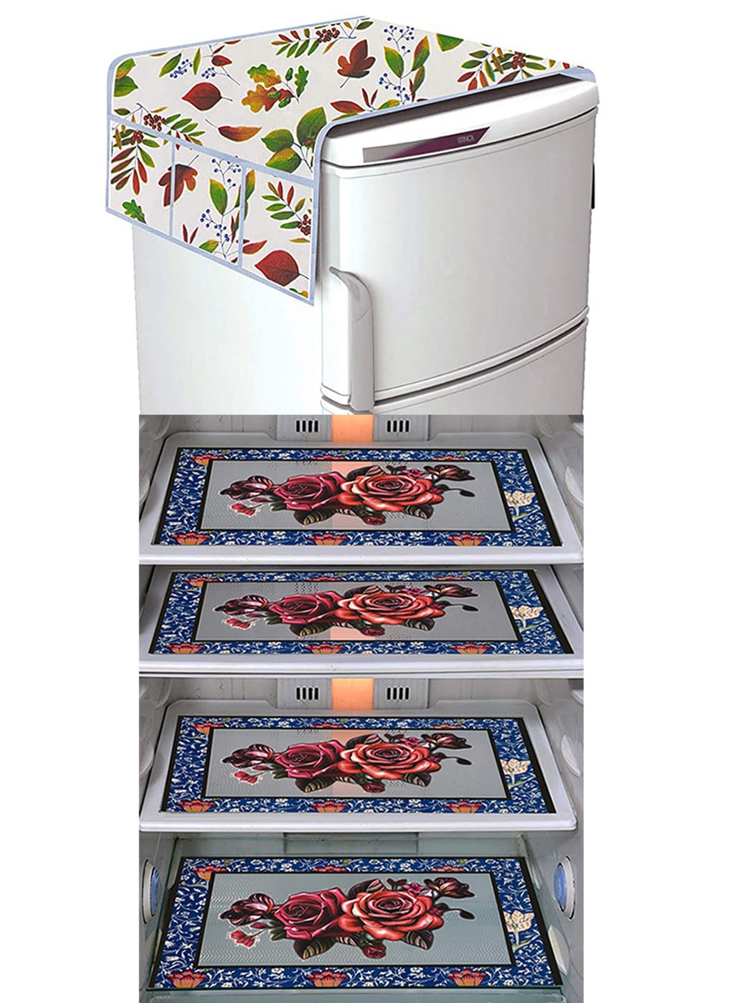 

Dakshya Industries Green & White 5Pcs Printed Refrigerator Appliance covers