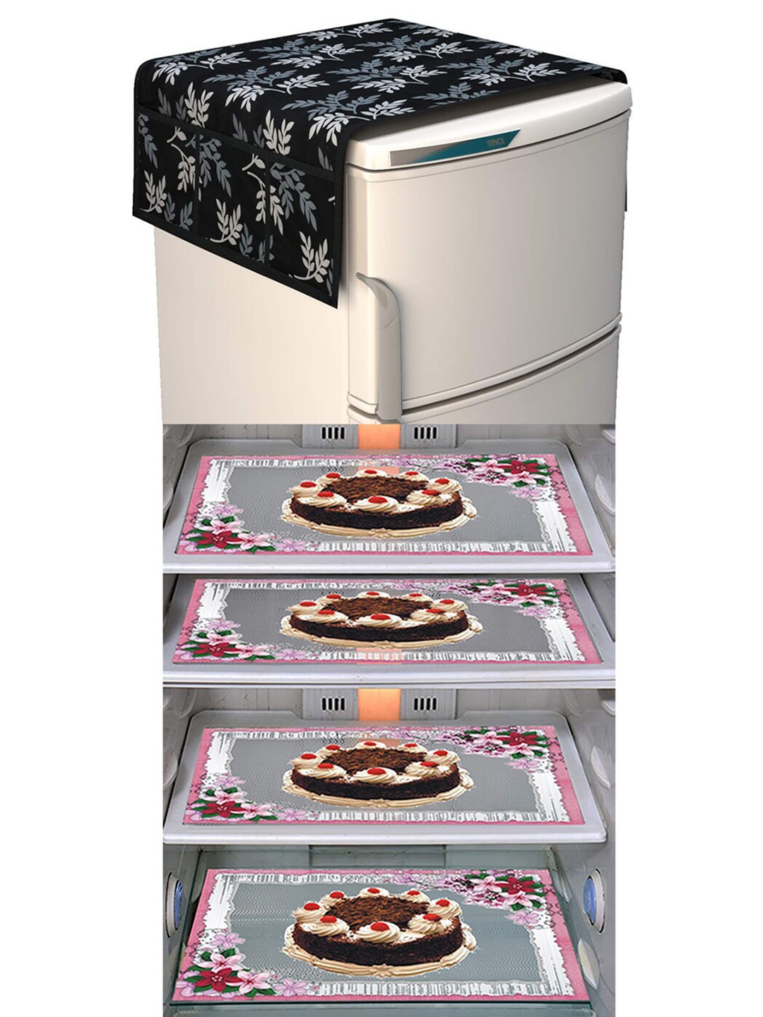 

Dakshya Industries Black & Brown 5 Pieces Printed Refrigerator Covers