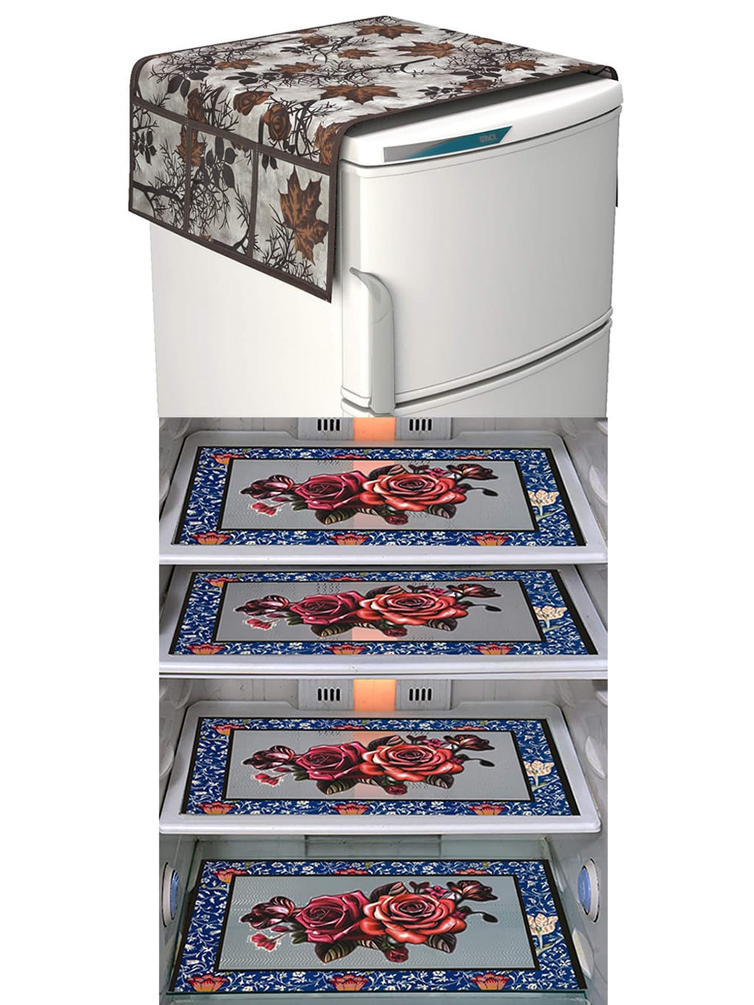 

Dakshya Industries 5 Pieces Brown & Maroon Printed Refrigerator Covers