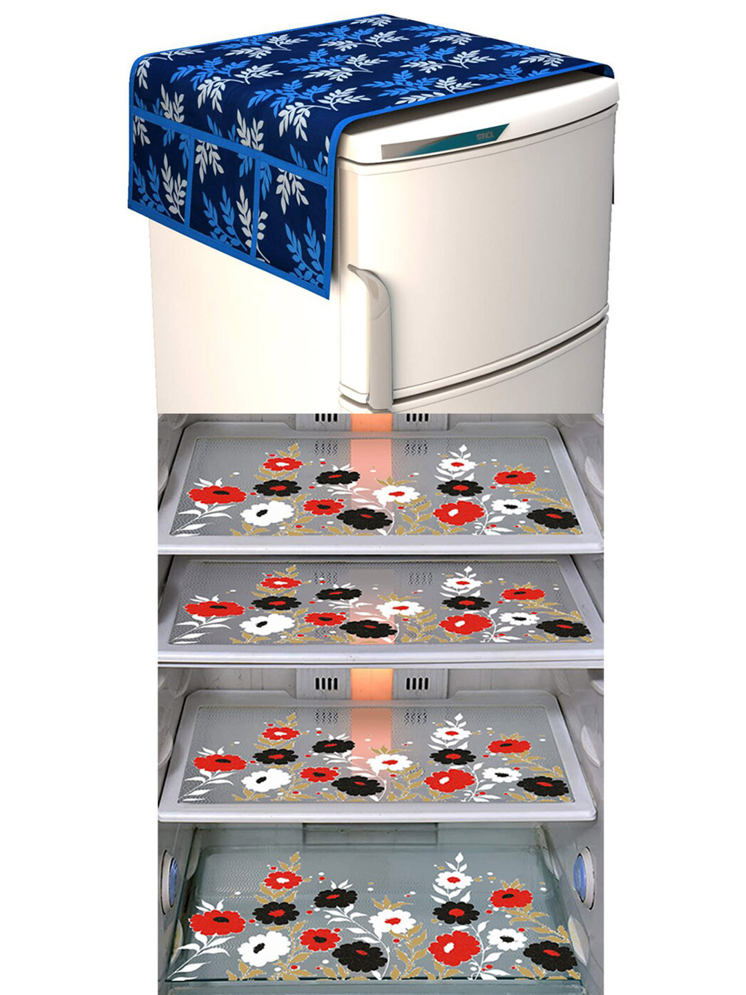 

Dakshya Industries Blue & Maroon 5 Pieces Printed Refrigerator Covers