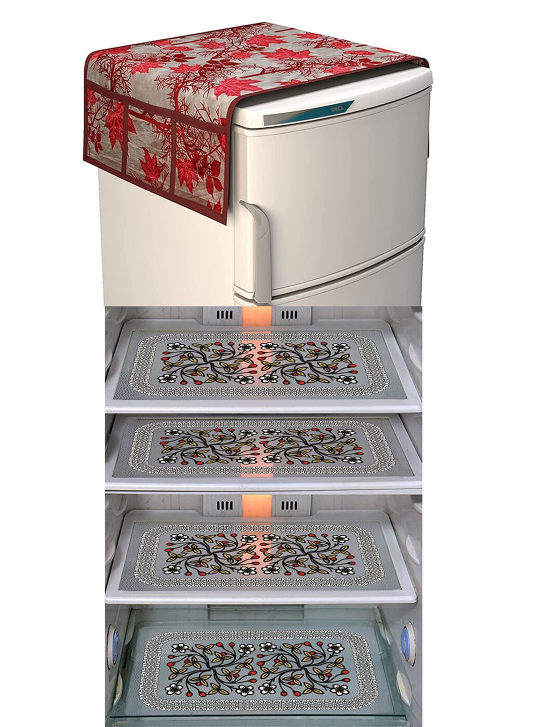 

Dakshya Industries Black & Maroon 5 Pieces Printed Refrigerator Covers