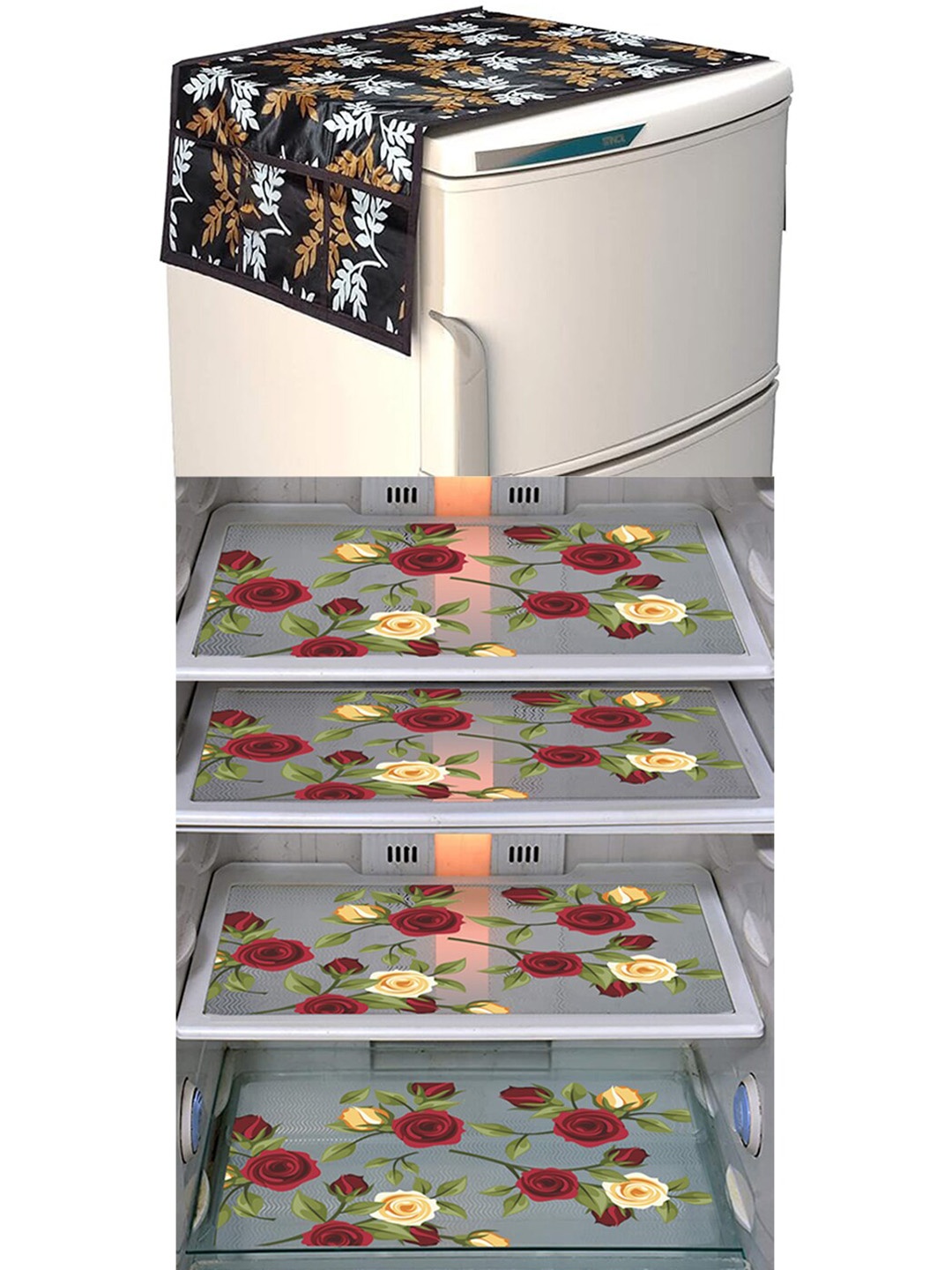 

Dakshya Industries Brown & Maroon 5Pcs Printed Appliance covers