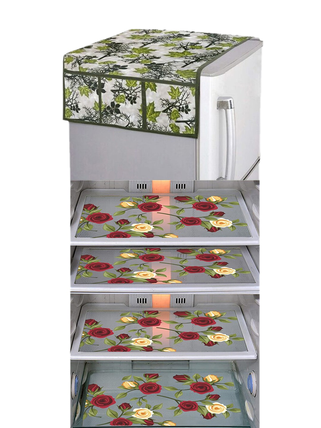 

Dakshya Industries 5 Pieces Beige & Green Printed Refrigerator Covers