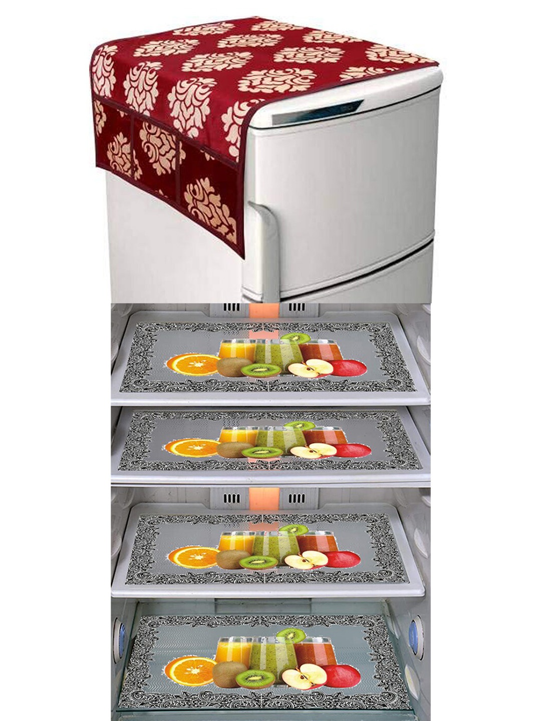 

Dakshya Industries 5 Pieces Maroon & Yellow Printed Refrigerator Covers