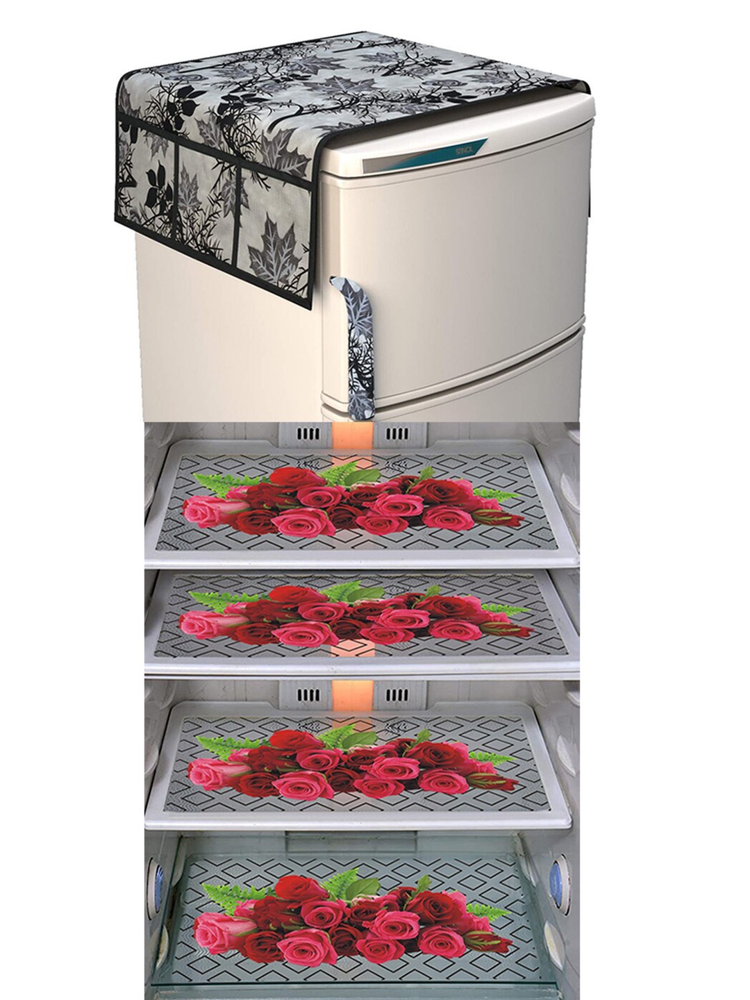 

Dakshya Industries Maroon & Black 5 Pieces Printed Refrigerator Covers