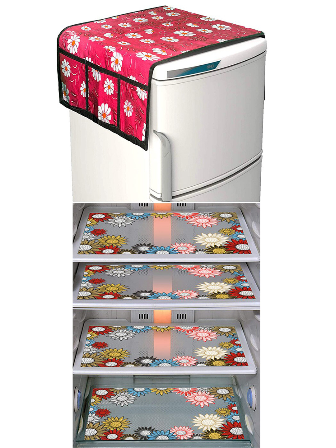 

Dakshya Industries Red & Black 5 Pieces Printed Fridge Covers & Mat