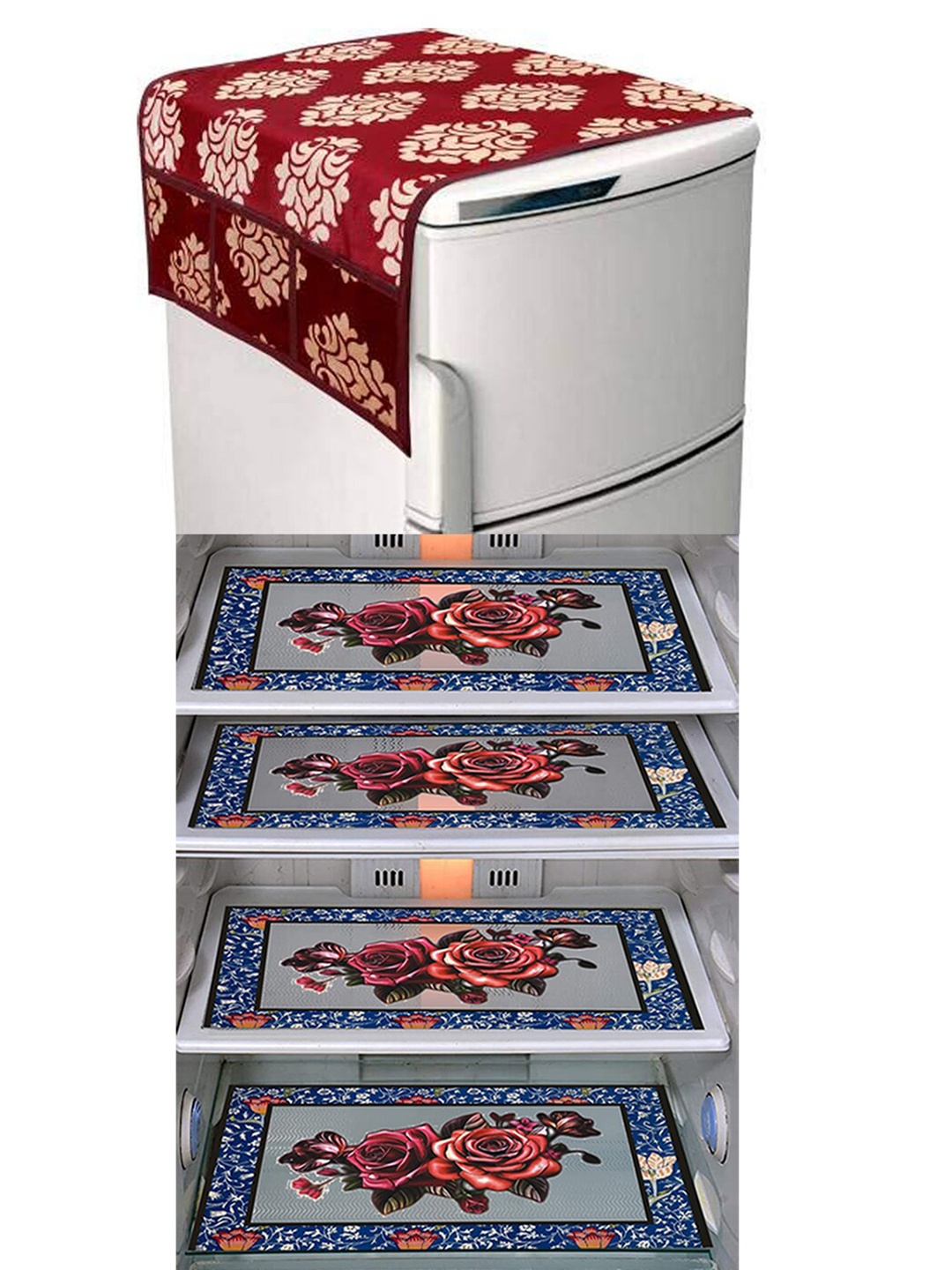 

Dakshya Industries Blue & Grey 5 Pcs Printed Fridge Appliance covers