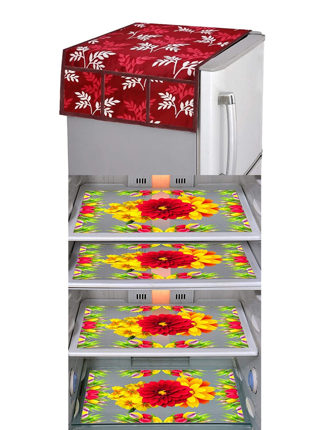 

Dakshya Industries Yellow & Red 5 Pieces Printed Fridge Covers & Mat