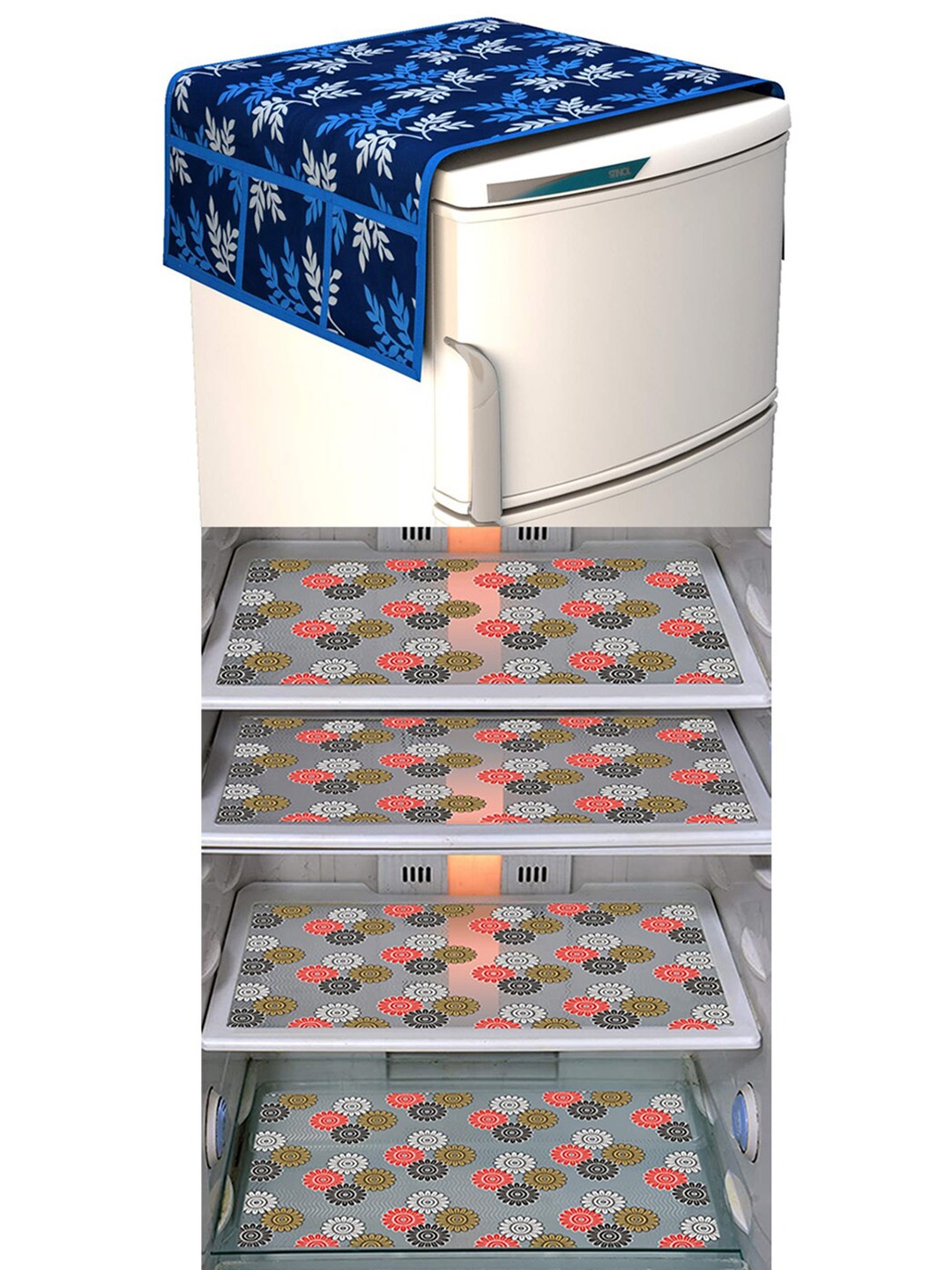 

Dakshya Industries 5 Pieces Blue & Red Printed Refrigerator Covers