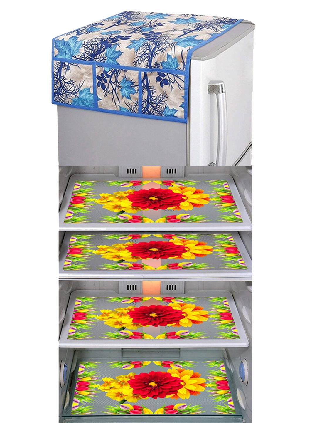 

Dakshya Industries Yellow & Red 5 Pcs Printed Fridge Appliance covers