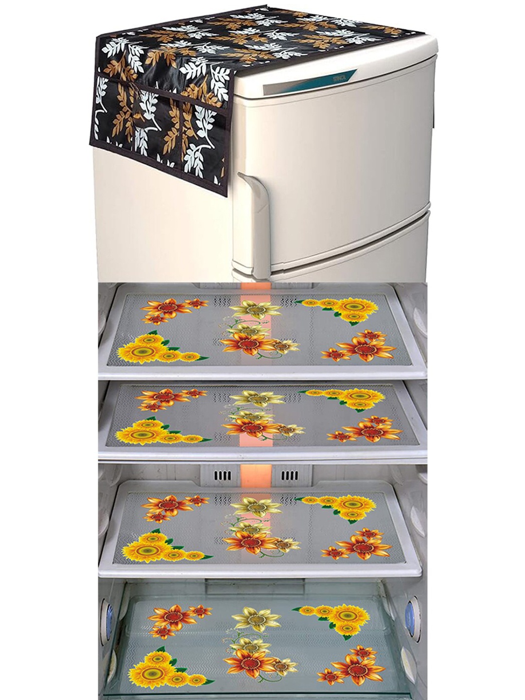 

Dakshya Industries FC Yellow & Grey 5 Pieces Printed Fridge Cover & Mats