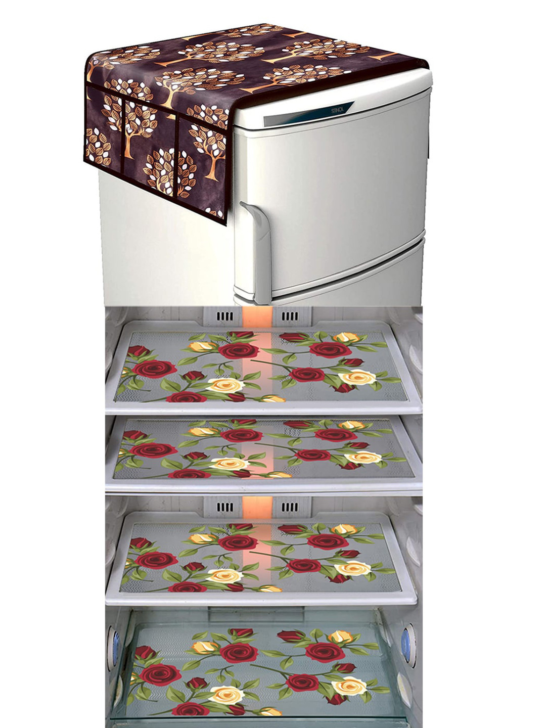 

Dakshya Industries 5 Pcs Beige & Black Printed Fridge Appliance covers