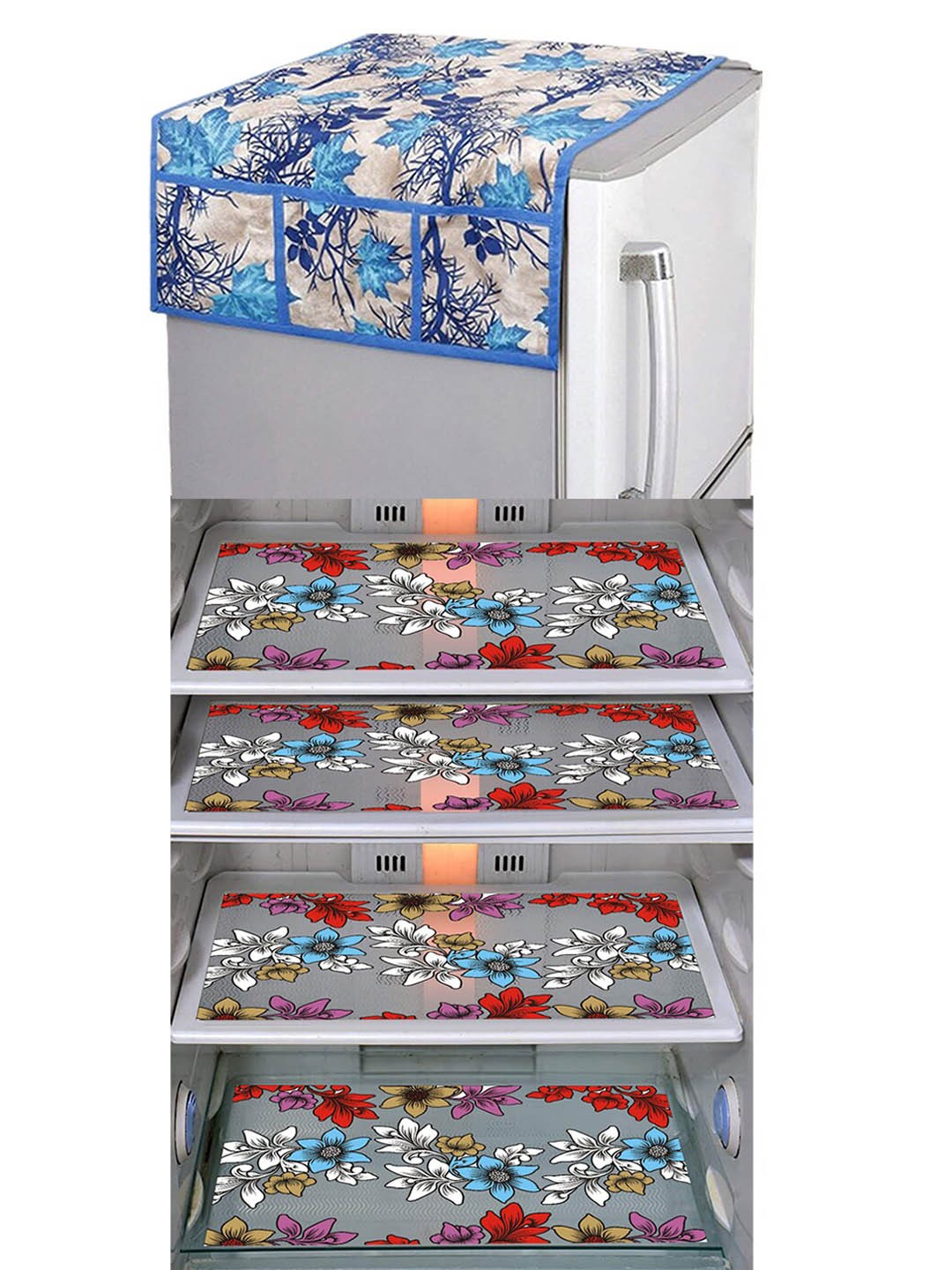 

Dakshya Industries FC Blue & Grey 5 Pieces Printed Fridge Cover & Mats