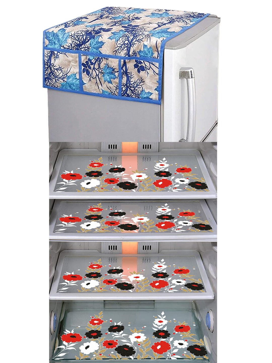 

Dakshya Industries Beige 5 Pieces Printed Refrigerator Cover With Mat