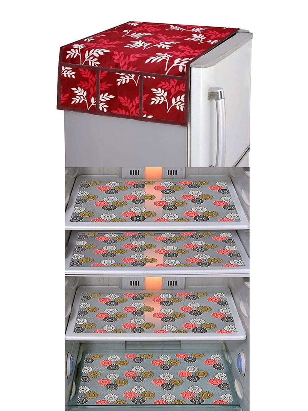 

Dakshya Industries Red & Black 5 Pieces Printed Fridge Cover & Mats